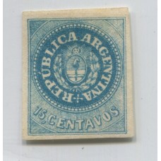 ARGENTINA 1862 GJ 09 ESCUDITO de 15 Cts. ESTAMPILLA NUEVA HERMOSO EJEMPLAR DE AMPLIOS MARGENES CON FIRMA DE DON VICTOR KNEITSCHEL, LUJO U$ 385